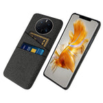 Huawei Mate 50 Pro 4G Tygstruktur Reptåligt mobilskal Dubbla Kortfacks Design Skyddande Bakstycke