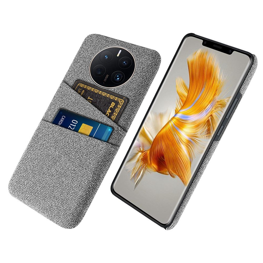 Huawei Mate 50 Pro 4G Tygstruktur Reptåligt mobilskal Dubbla Kortfacks Design Skyddande Bakstycke