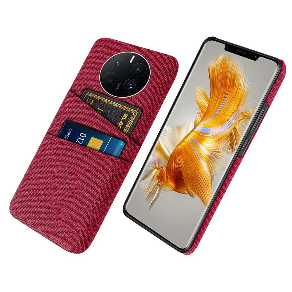 Huawei Mate 50 Pro 4G Tygstruktur Reptåligt mobilskal Dubbla Kortfacks Design Skyddande Bakstycke