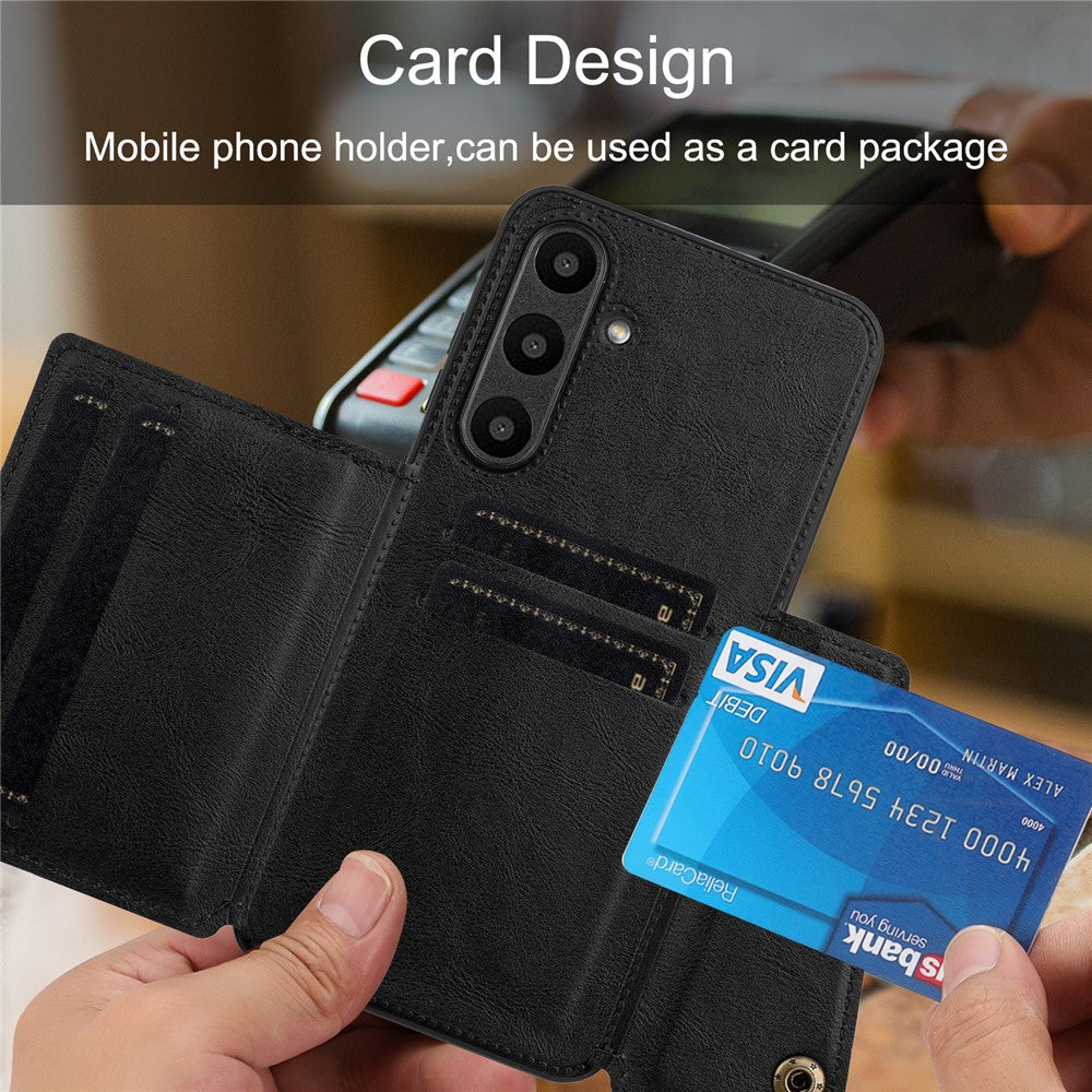 For Samsung Galaxy S24 FE Case Card Slots Kickstand Leather + TPU Phone Cover