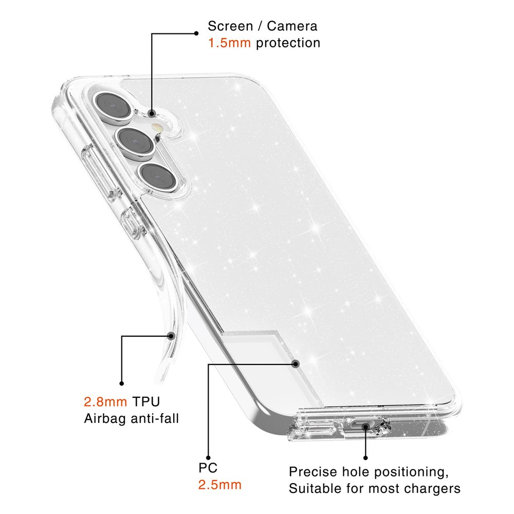 Til Samsung Galaxy S24 FE Etui TPU+PC Glimmer Gennemsigtigt Telefoncover