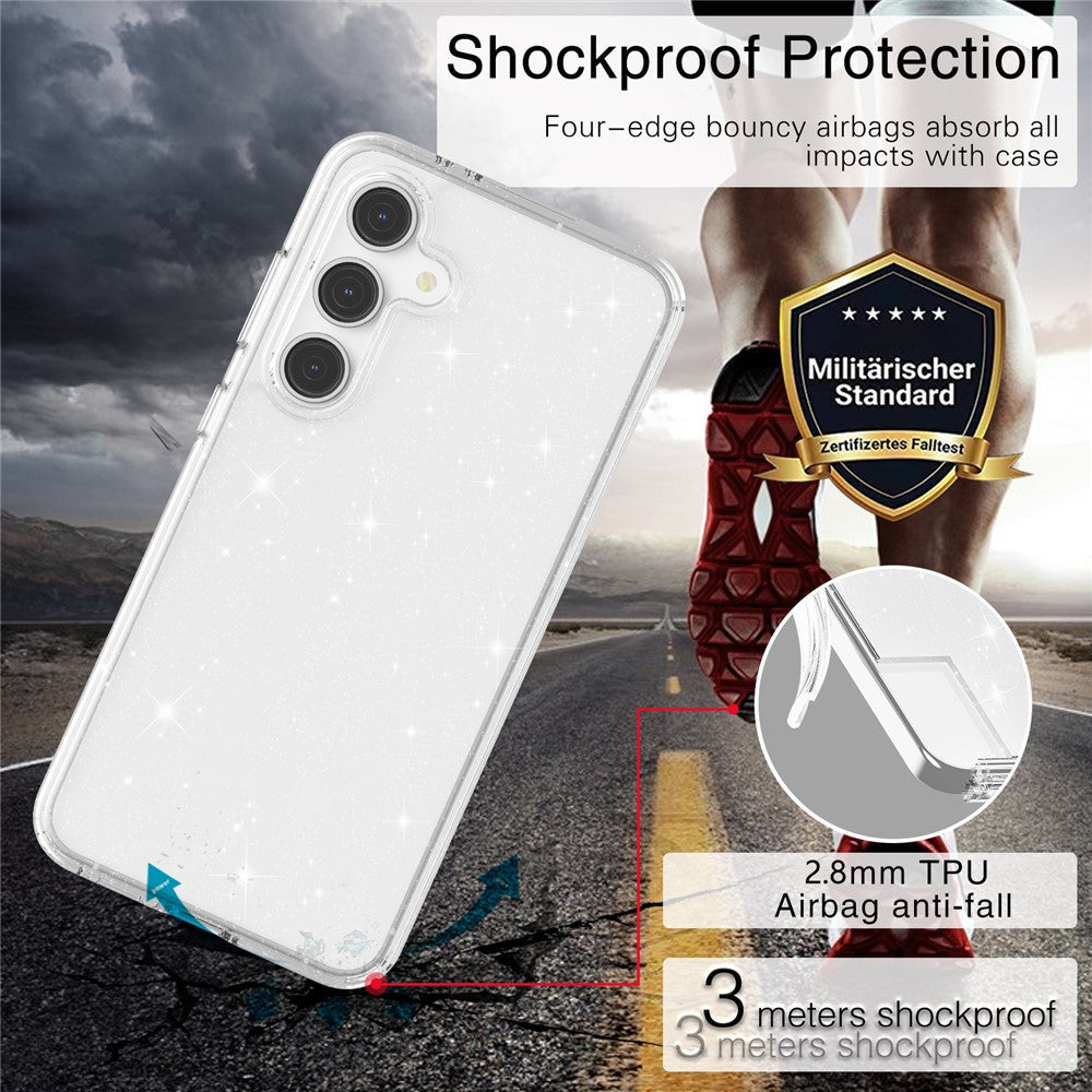 Til Samsung Galaxy S24 FE Etui TPU+PC Glimmer Gennemsigtigt Telefoncover