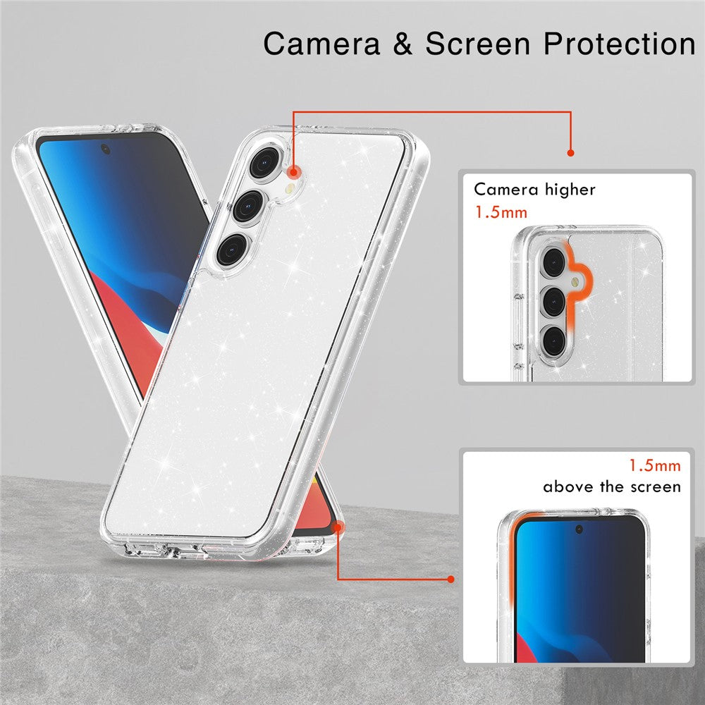 Til Samsung Galaxy S24 FE Etui TPU+PC Glimmer Gennemsigtigt Telefoncover