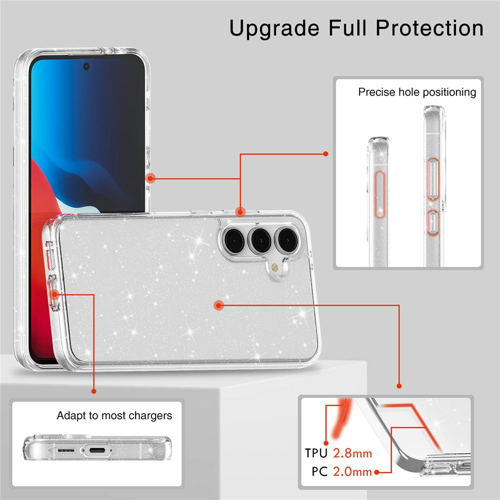 Til Samsung Galaxy S24 FE Etui TPU+PC Glimmer Gennemsigtigt Telefoncover