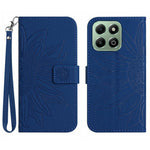 HT04 For Honor X7c 5G / X7c 4G / 200 Smart 5G Cover Solrosepræget Læderpung Telefoncover med Håndrem