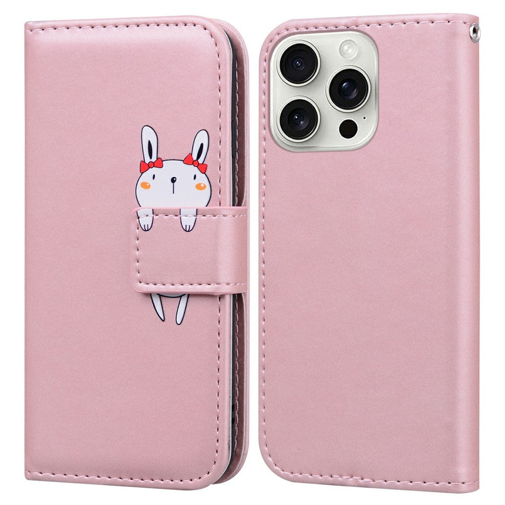 For iPhone 16 Pro Case Cartoon Pattern Wallet Leather Phone Cover