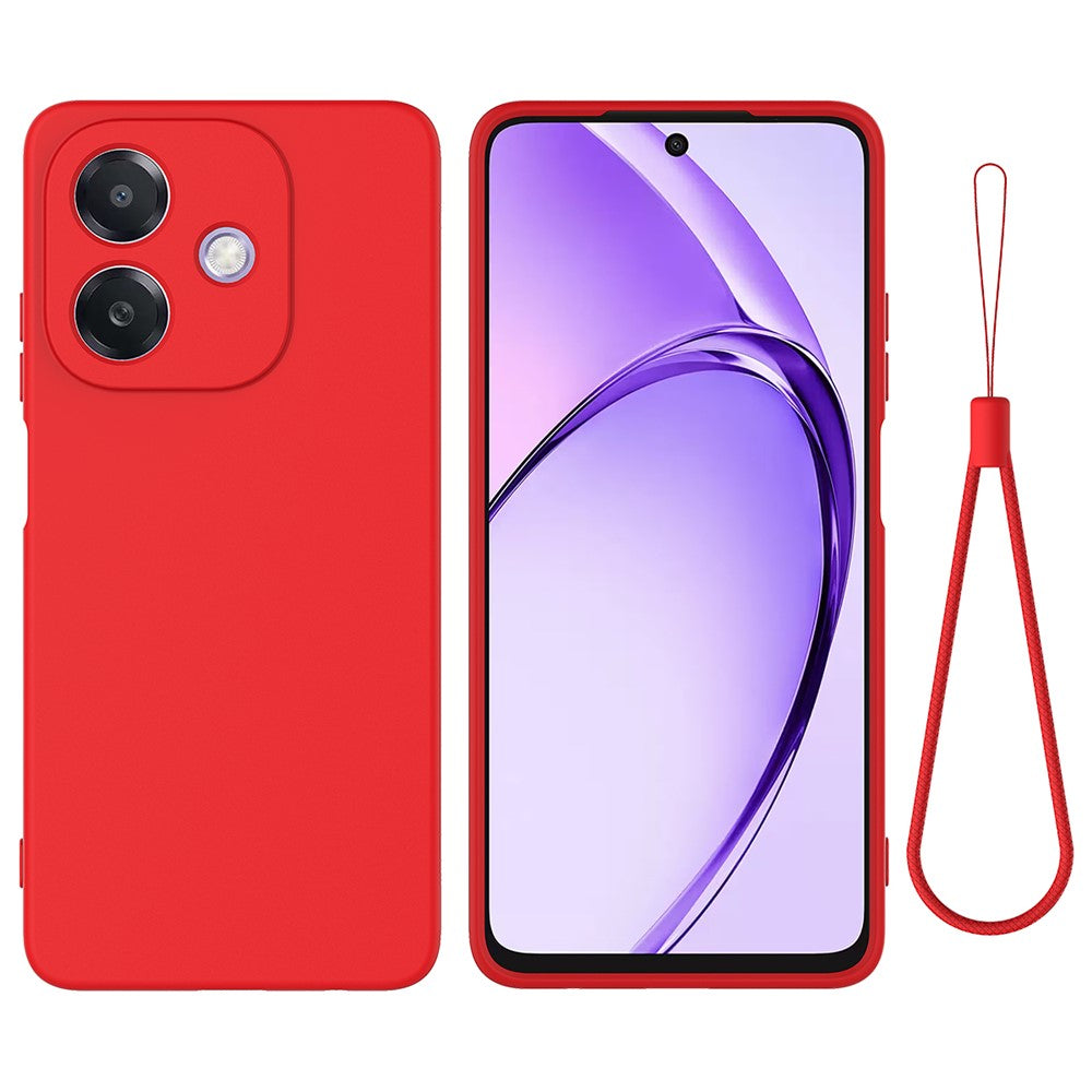 For Oppo A3x 5G / A40 4G Case Liquid Silicone Anti-Scratch Phone Cover with Hand Strap