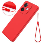 For Oppo A3x 5G / A40 4G Case Liquid Silicone Anti-Scratch Phone Cover with Hand Strap