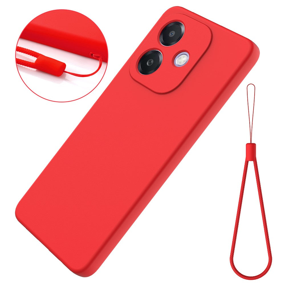 For Oppo A3x 5G / A40 4G Case Liquid Silicone Anti-Scratch Phone Cover with Hand Strap
