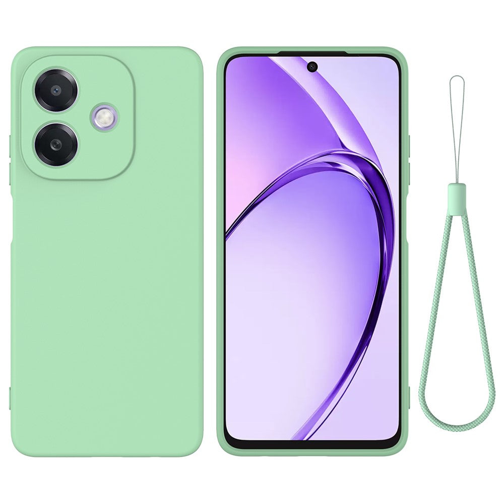 For Oppo A3x 5G / A40 4G Case Liquid Silicone Anti-Scratch Phone Cover with Hand Strap