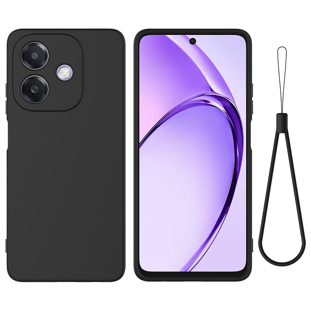 For Oppo A3x 5G / A40 4G Case Liquid Silicone Anti-Scratch Phone Cover with Hand Strap