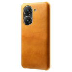 For Asus Zenfone 9 5G Calf Texture PU Leather Coated Hard PC Case Shockproof Protective Phone Cover