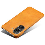For Asus Zenfone 9 5G Calf Texture PU Leather Coated Hard PC Case Shockproof Protective Phone Cover