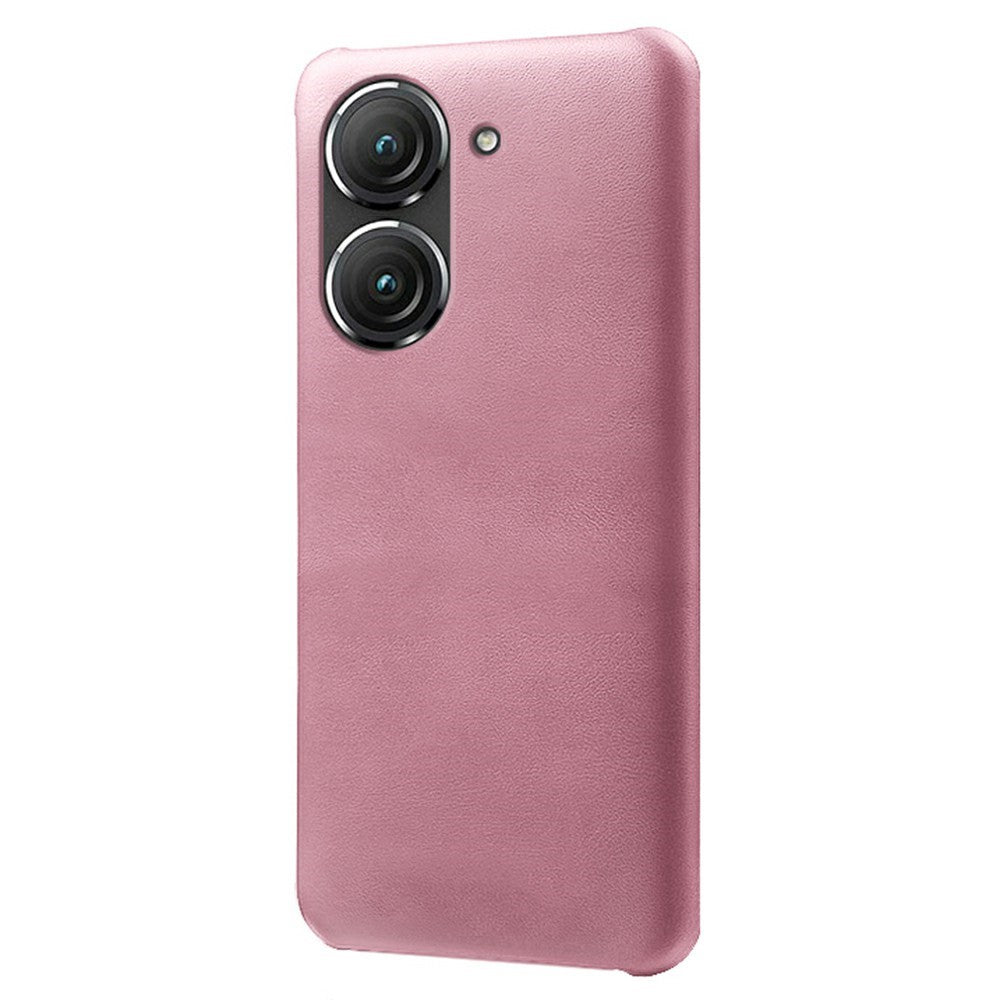 For Asus Zenfone 9 5G Calf Texture PU Leather Coated Hard PC Case Shockproof Protective Phone Cover