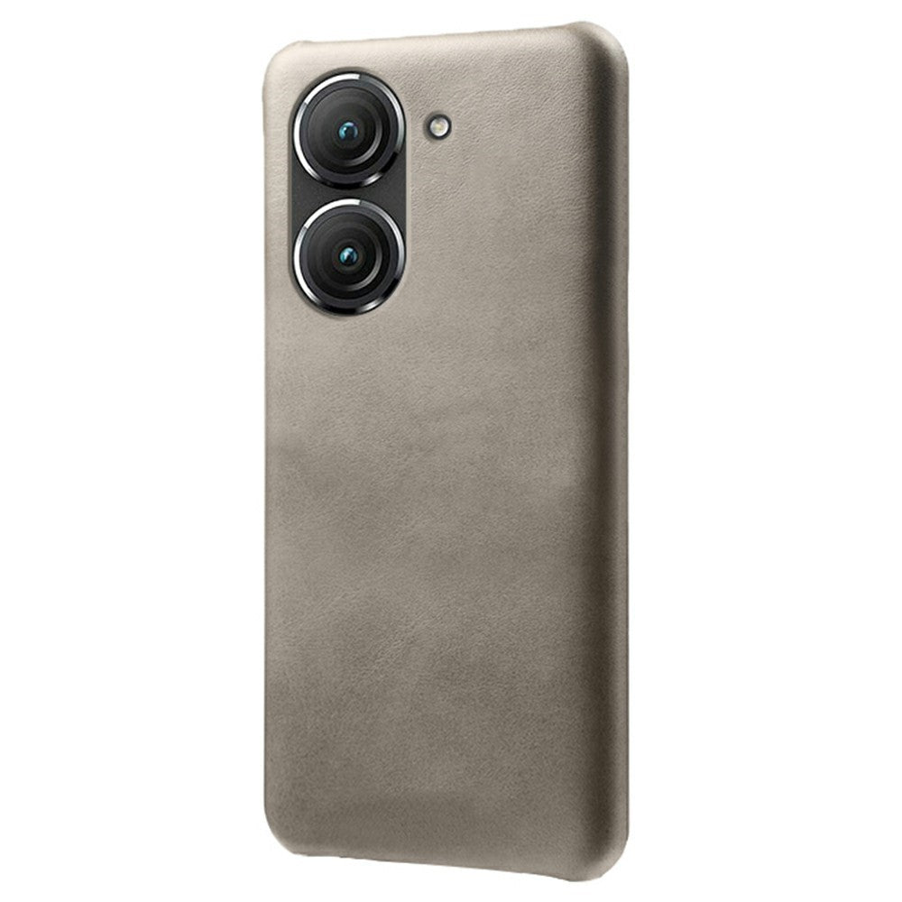 For Asus Zenfone 9 5G Calf Texture PU Leather Coated Hard PC Case Shockproof Protective Phone Cover