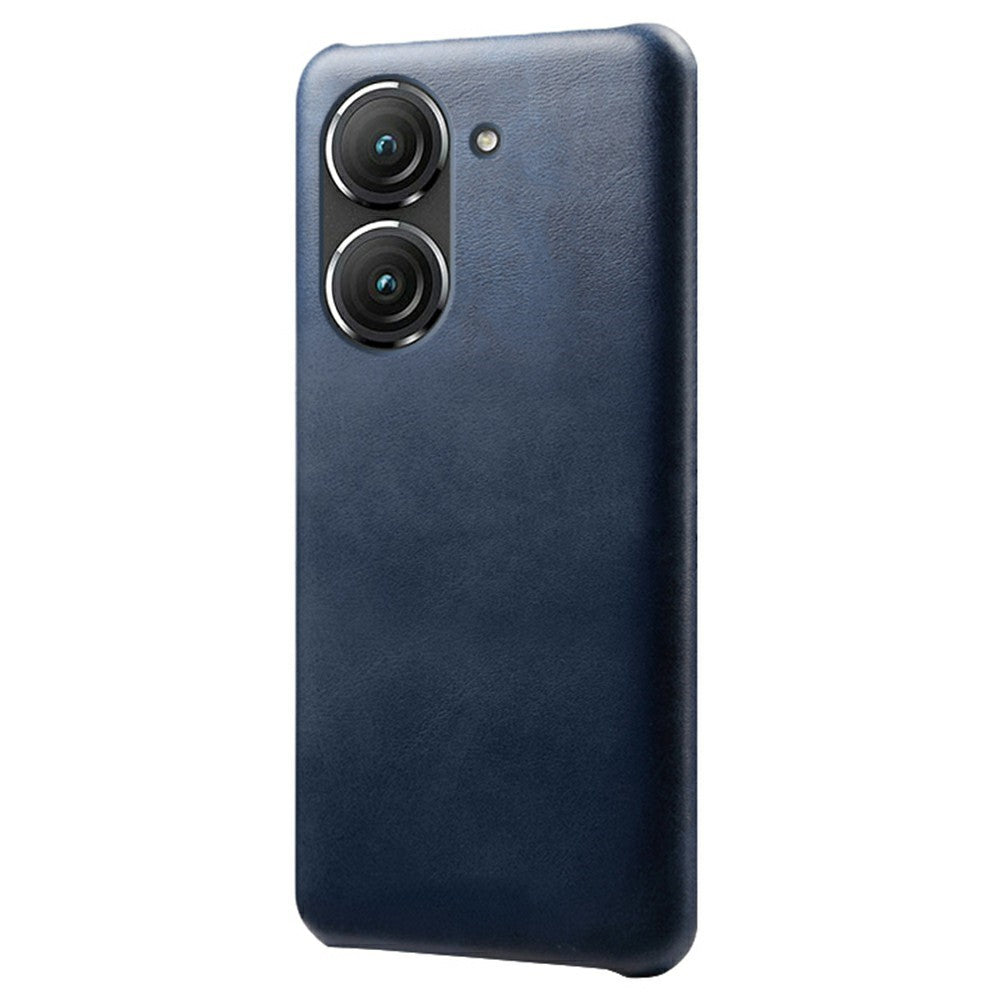 For Asus Zenfone 9 5G Calf Texture PU Leather Coated Hard PC Case Shockproof Protective Phone Cover