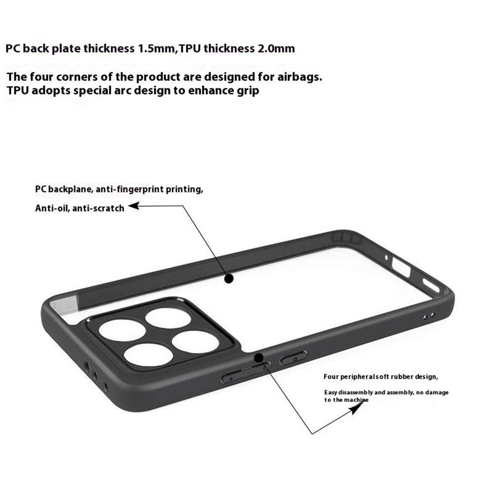 For Xiaomi 14T Case Shockproof PC+TPU Clear Back Phone Cover