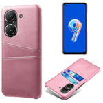For Asus Zenfone 9 5G Dual Card Slots Design Slim Phone Case PU Leather Coated Hard PC Shockproof Back Cover