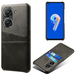 For Asus Zenfone 9 5G Dual Card Slots Design Slim Phone Case PU Leather Coated Hard PC Shockproof Back Cover