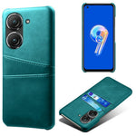 For Asus Zenfone 9 5G Dual Card Slots Design Slim Phone Case PU Leather Coated Hard PC Shockproof Back Cover