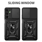 Til Samsung Galaxy A16 5G / A16 4G Cover med Skydbart Kameralåg PC+TPU Stativ Telefoncover