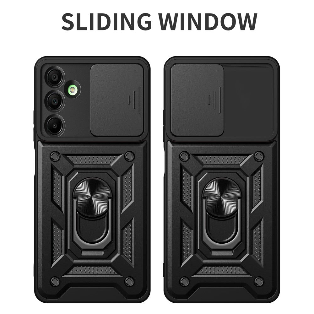 Til Samsung Galaxy A16 5G / A16 4G Cover med Skydbart Kameralåg PC+TPU Stativ Telefoncover