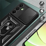 Til Samsung Galaxy A16 5G / A16 4G Cover med Skydbart Kameralåg PC+TPU Stativ Telefoncover