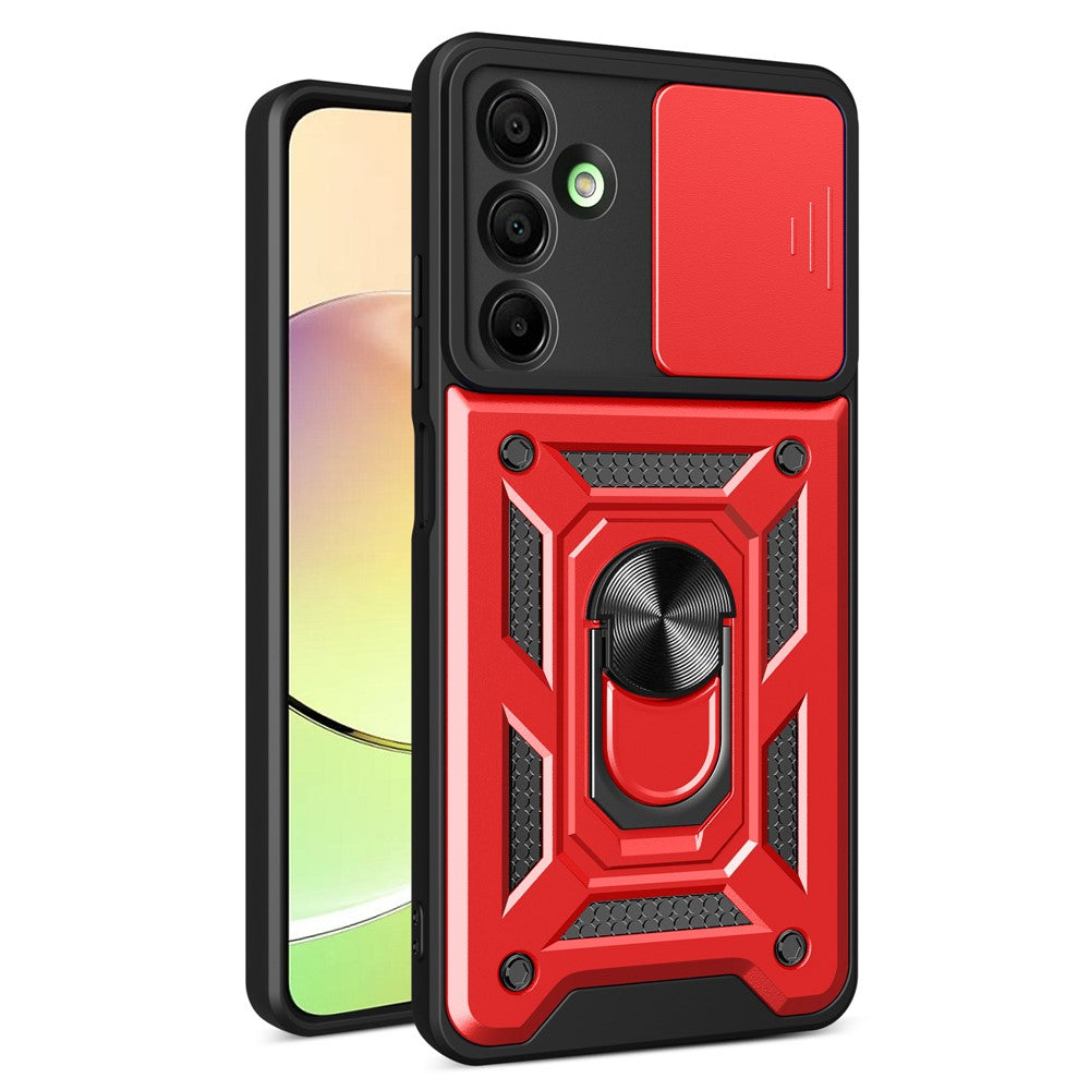 Til Samsung Galaxy A16 5G / A16 4G Cover med Skydbart Kameralåg PC+TPU Stativ Telefoncover