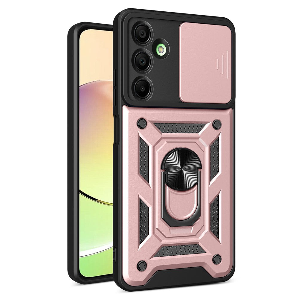 Til Samsung Galaxy A16 5G / A16 4G Cover med Skydbart Kameralåg PC+TPU Stativ Telefoncover