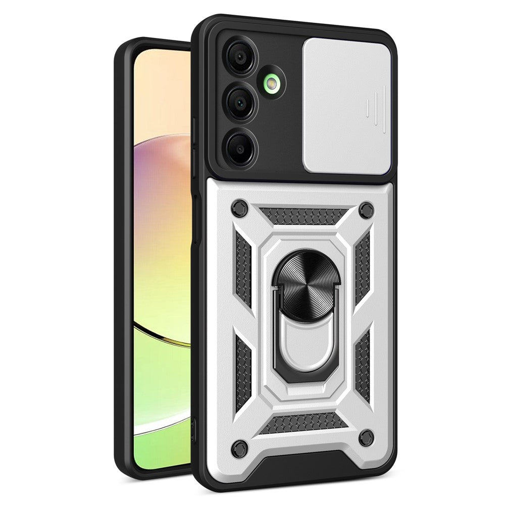 Til Samsung Galaxy A16 5G / A16 4G Cover med Skydbart Kameralåg PC+TPU Stativ Telefoncover