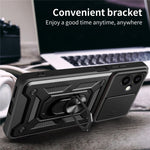 For Samsung Galaxy A06 4G Case with Slide Camera Lid PC+TPU Kickstand Phone Cover