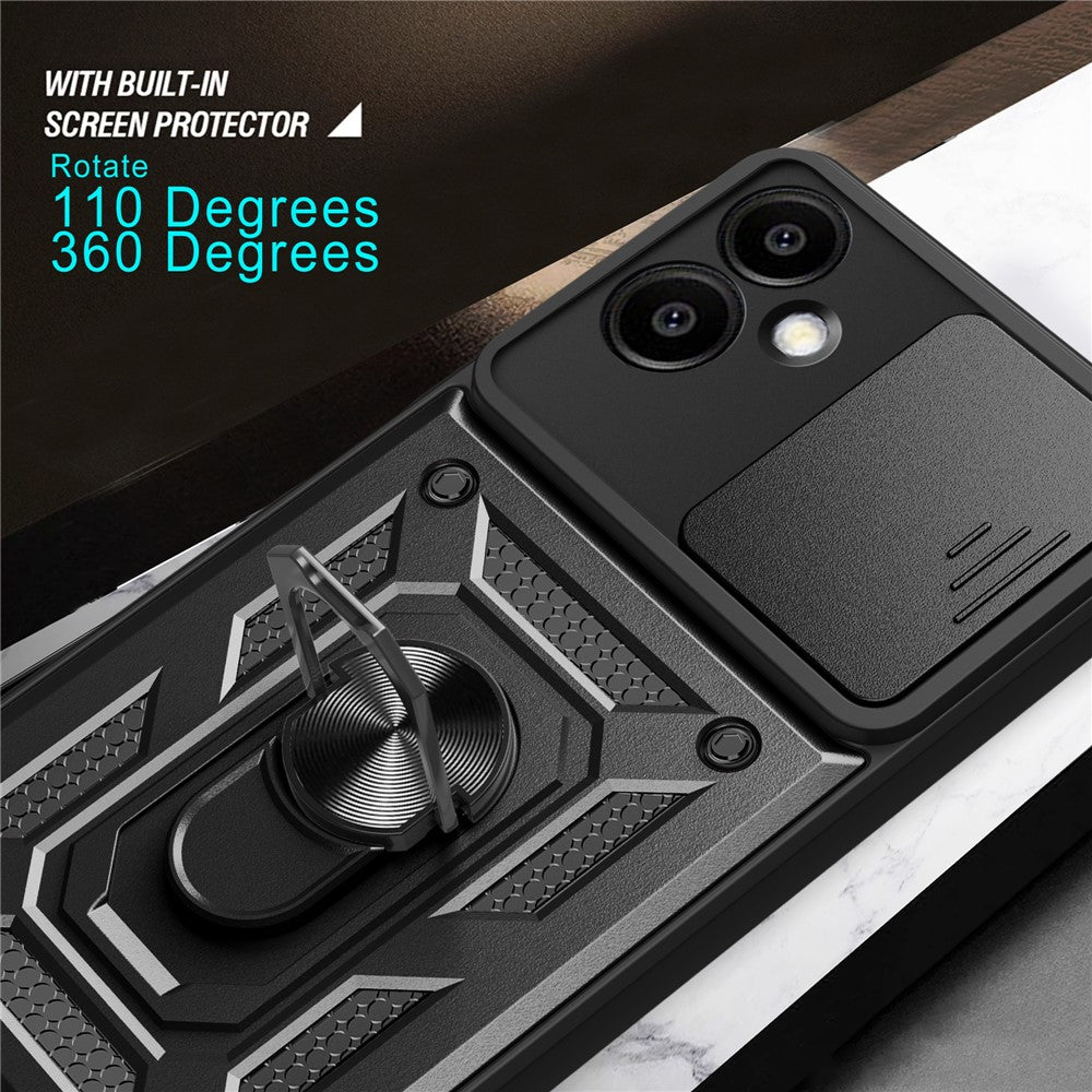 For Samsung Galaxy A06 4G Case with Slide Camera Lid PC+TPU Kickstand Phone Cover