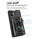 For Samsung Galaxy A06 4G Case with Slide Camera Lid PC+TPU Kickstand Phone Cover