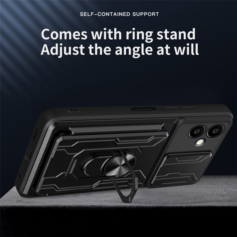 For Samsung Galaxy A06 4G Case PC+TPU Kickstand Phone Back Cover with Camera Slider