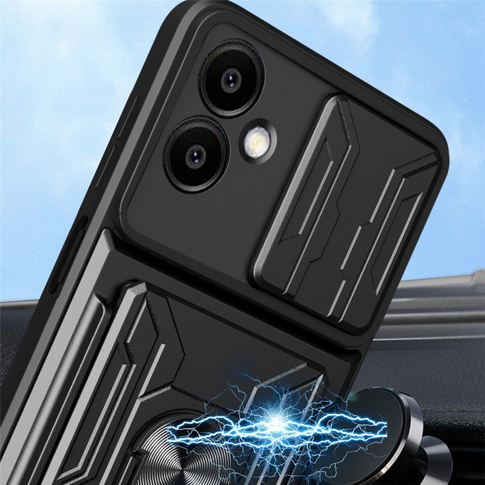 For Samsung Galaxy A06 4G Case PC+TPU Kickstand Phone Back Cover with Camera Slider
