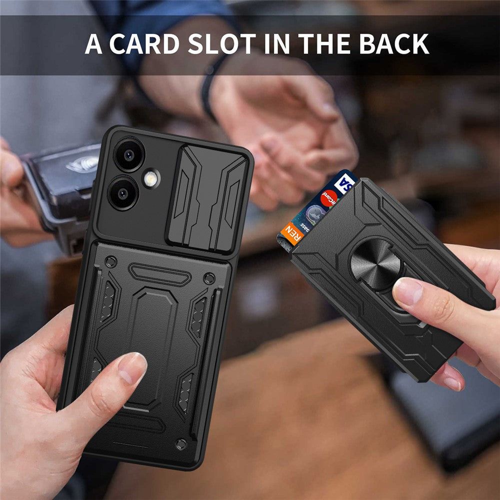 For Samsung Galaxy A06 4G Case PC+TPU Kickstand Phone Back Cover with Camera Slider