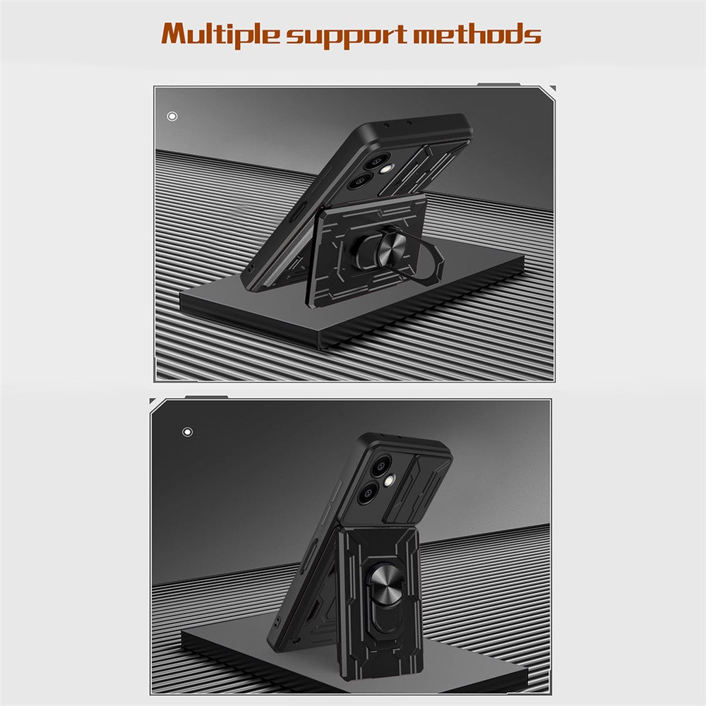 For Samsung Galaxy A06 4G Case PC+TPU Kickstand Phone Back Cover with Camera Slider
