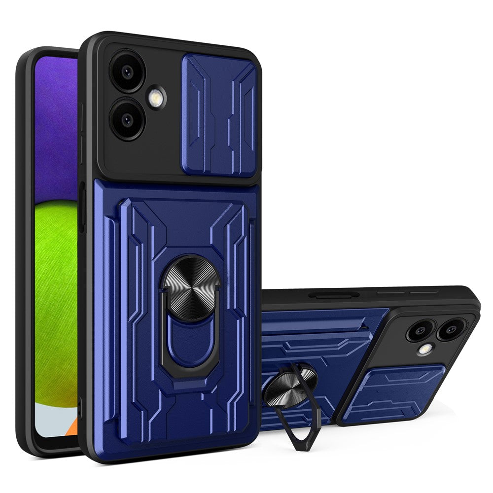 For Samsung Galaxy A06 4G Case PC+TPU Kickstand Phone Back Cover with Camera Slider