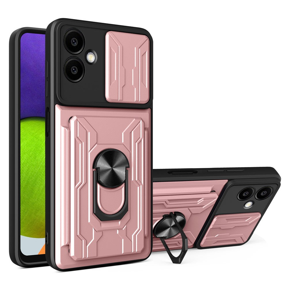 For Samsung Galaxy A06 4G Case PC+TPU Kickstand Phone Back Cover with Camera Slider