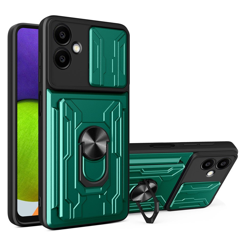 For Samsung Galaxy A06 4G Case PC+TPU Kickstand Phone Back Cover with Camera Slider