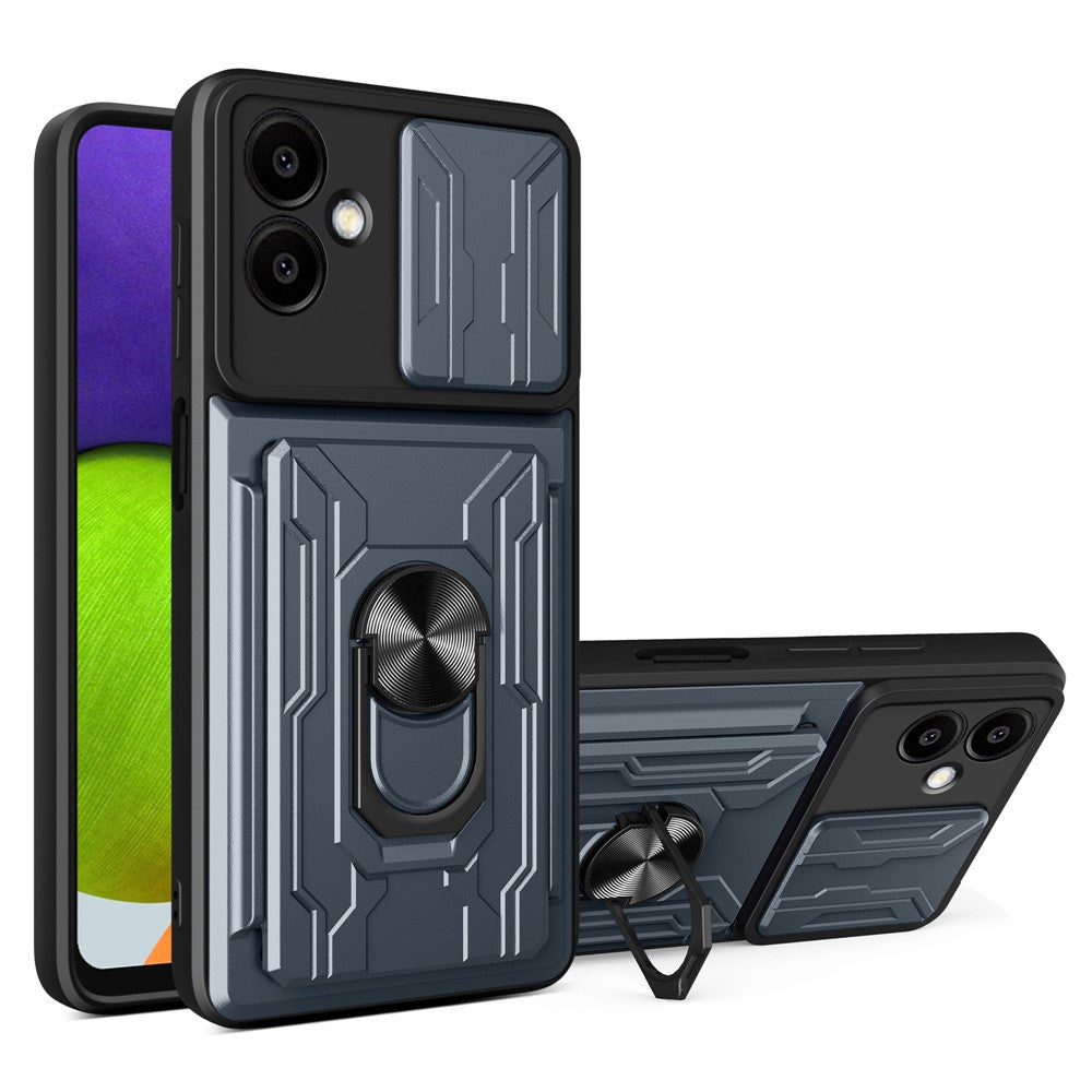 For Samsung Galaxy A06 4G Case PC+TPU Kickstand Phone Back Cover with Camera Slider