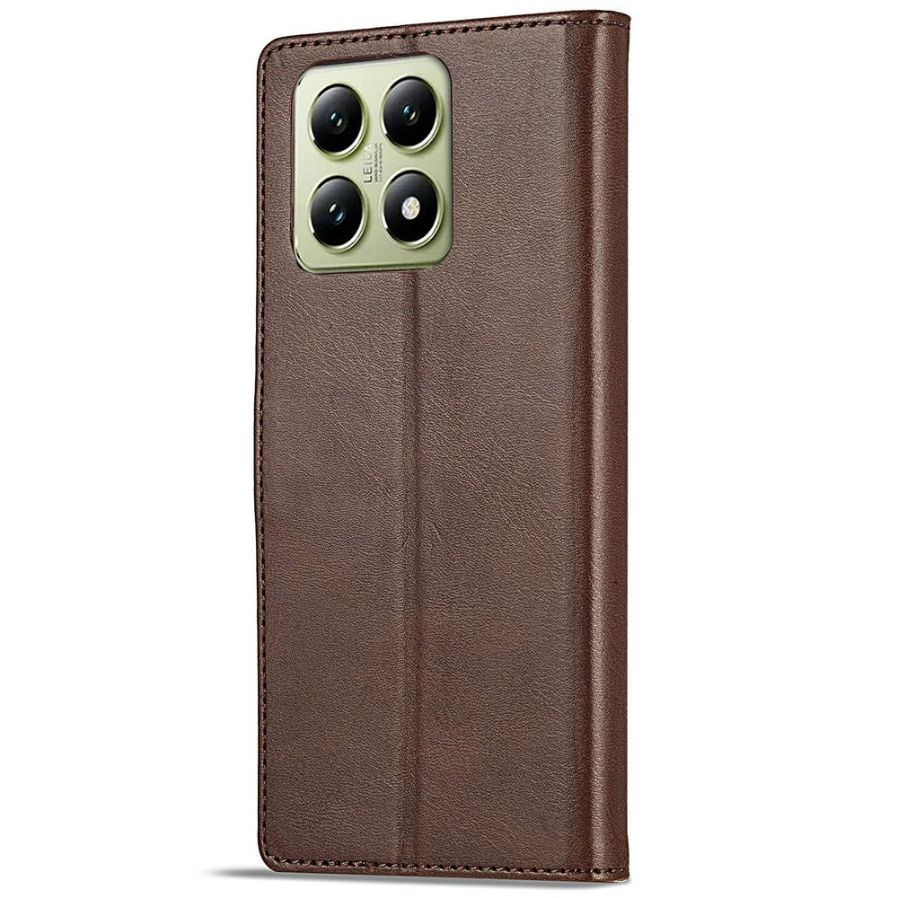 LC.IMEEKE For Xiaomi 14T Case Calf Texture PU Leather Stand Wallet Phone Cover