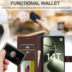 LC.IMEEKE For Xiaomi 14T Case Calf Texture PU Leather Stand Wallet Phone Cover