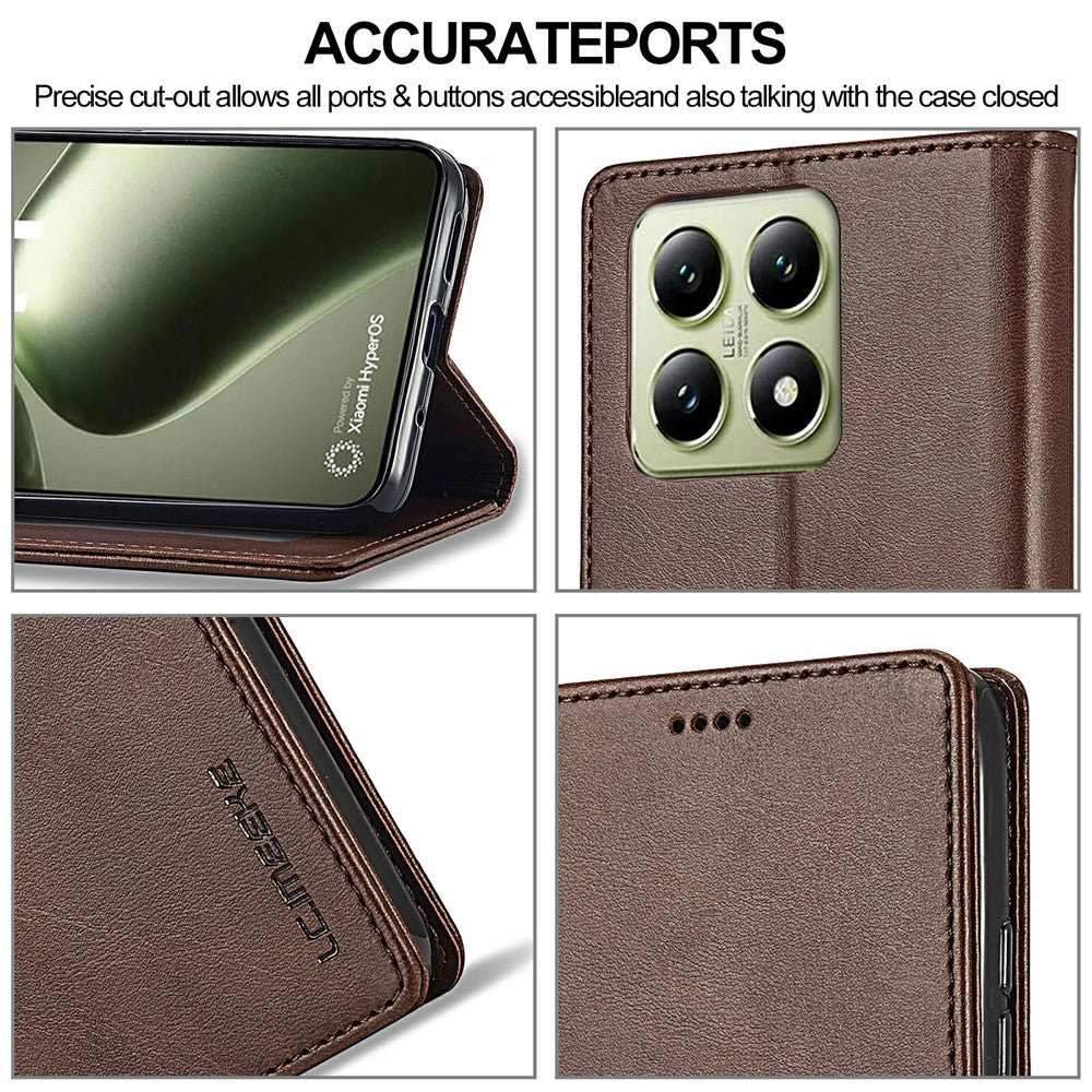 LC.IMEEKE For Xiaomi 14T Case Calf Texture PU Leather Stand Wallet Phone Cover