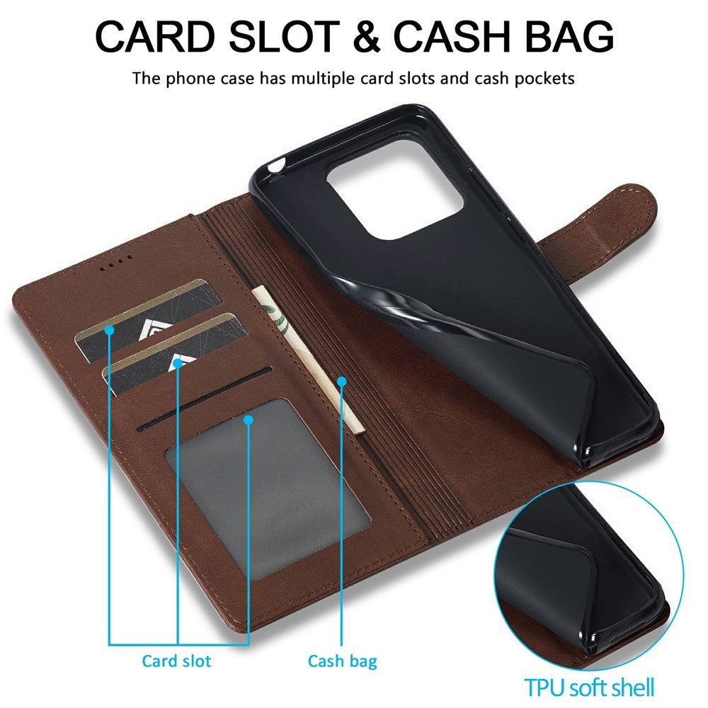 LC.IMEEKE For Xiaomi 14T Case Calf Texture PU Leather Stand Wallet Phone Cover