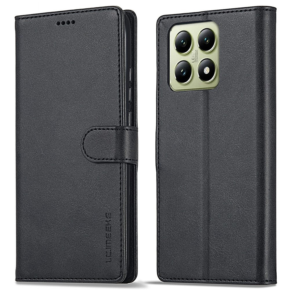 LC.IMEEKE For Xiaomi 14T Case Calf Texture PU Leather Stand Wallet Phone Cover