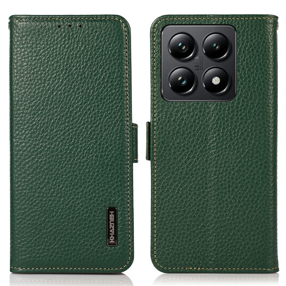 KHAZNEH For Xiaomi 14T Pro Phone Case Genuine Cow Leather Cover RFID Blocking