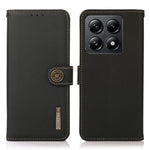 KHAZNEH For Xiaomi 14T Pro Case Genuine Cow Leather RFID Blocking Wallet Phone Cover