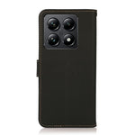 KHAZNEH For Xiaomi 14T Pro Case Genuine Cow Leather RFID Blocking Wallet Phone Cover