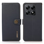 KHAZNEH For Xiaomi 14T Pro Case Genuine Cow Leather RFID Blocking Wallet Phone Cover